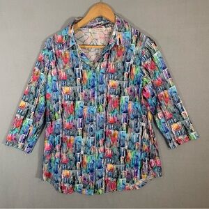 SNO SKINS Multicolor Button Down Shirt Ladies Size Medium